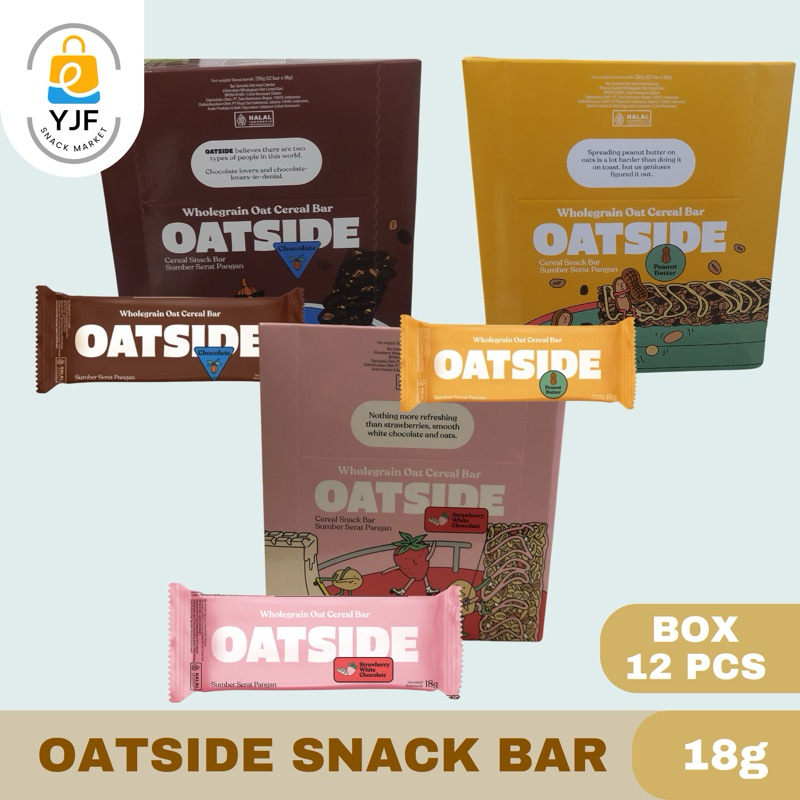 

Oatside Snack Bar BOX / Sereal Snack Bar Peanut / Coklat BOX 12 PCS X 18g