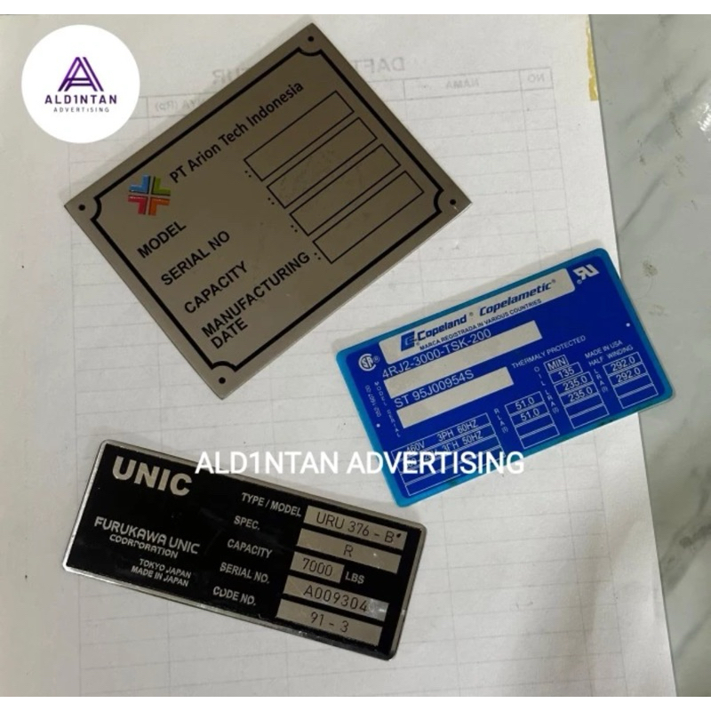 plat mesin custom / name plat custom / plat label custom