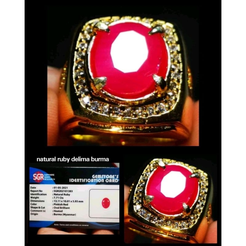 natural 100% ruby delima burma myanmar