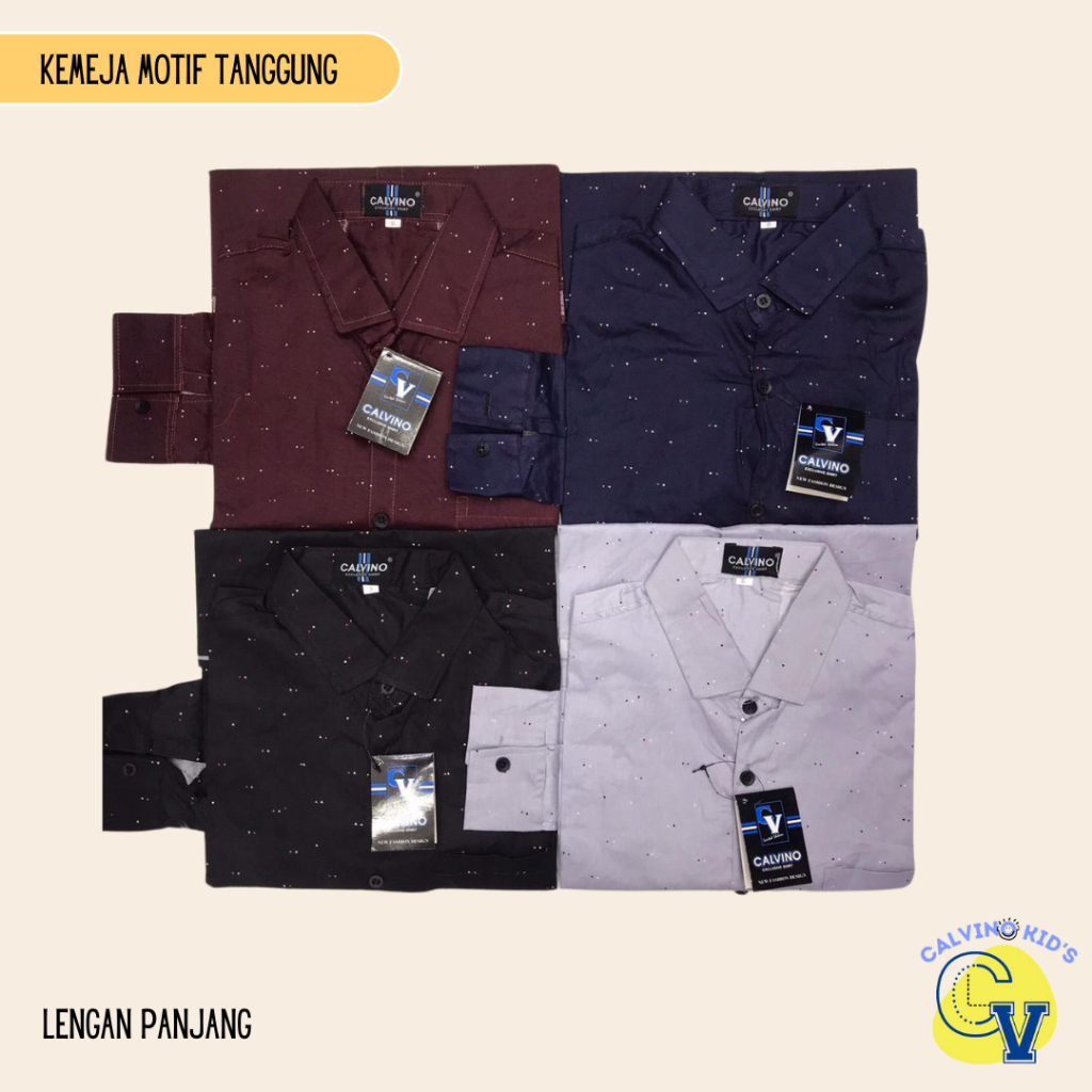 Baju Kemeja Anak Tanggung Remaja Laki-laki CALVINO usia 12-15 tahun ABG Cowok Katun Sretch Lengan Pa