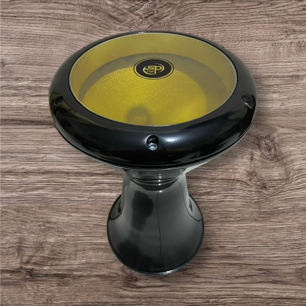 DARBUKA CALTI 8INCH /HITAM GILAP/VARIASI KUNING EMAS +TAS (ORI)