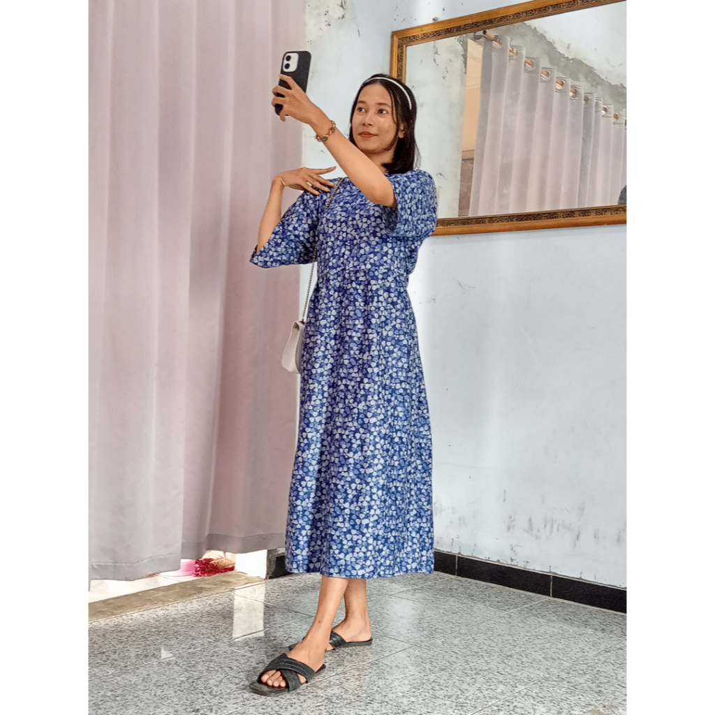 SILA DRESS MIDI/FUJI/KRINGKEL  BAHAN RAYON/KATUN JEPANG PREMIUM