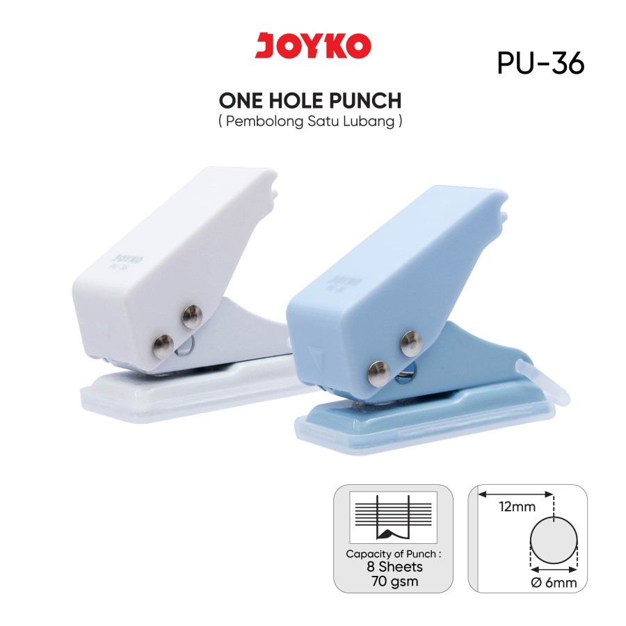 Alat Pembolong Kertas Satu Lubang Pastel Joyko PU-36 Original (1 PCS) / Pelubang Kertas Serbaguna Pa