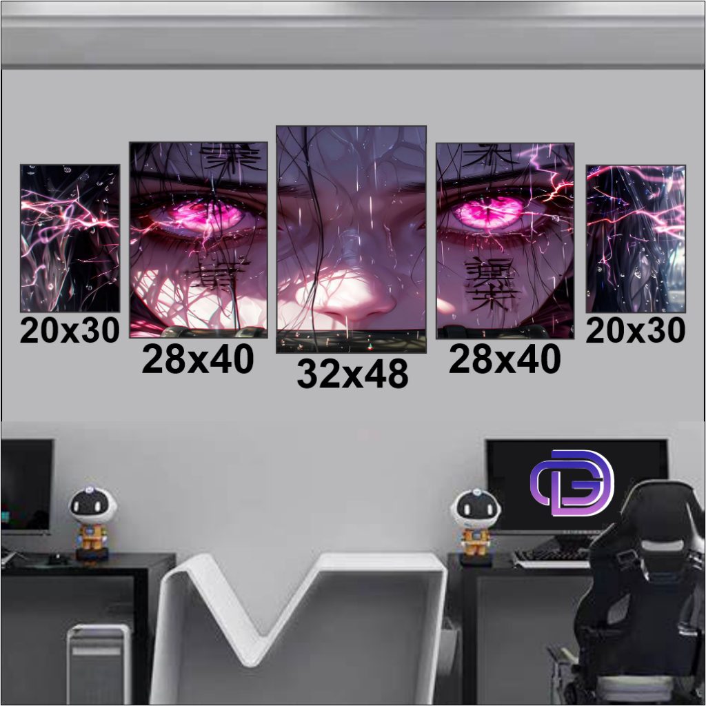 Hiasan Dinding KIMETSU NO YAIBA 1 Set Wall Decor Poster Kayu Pajangan Kamar Tidur 5pcs . Set Wall De