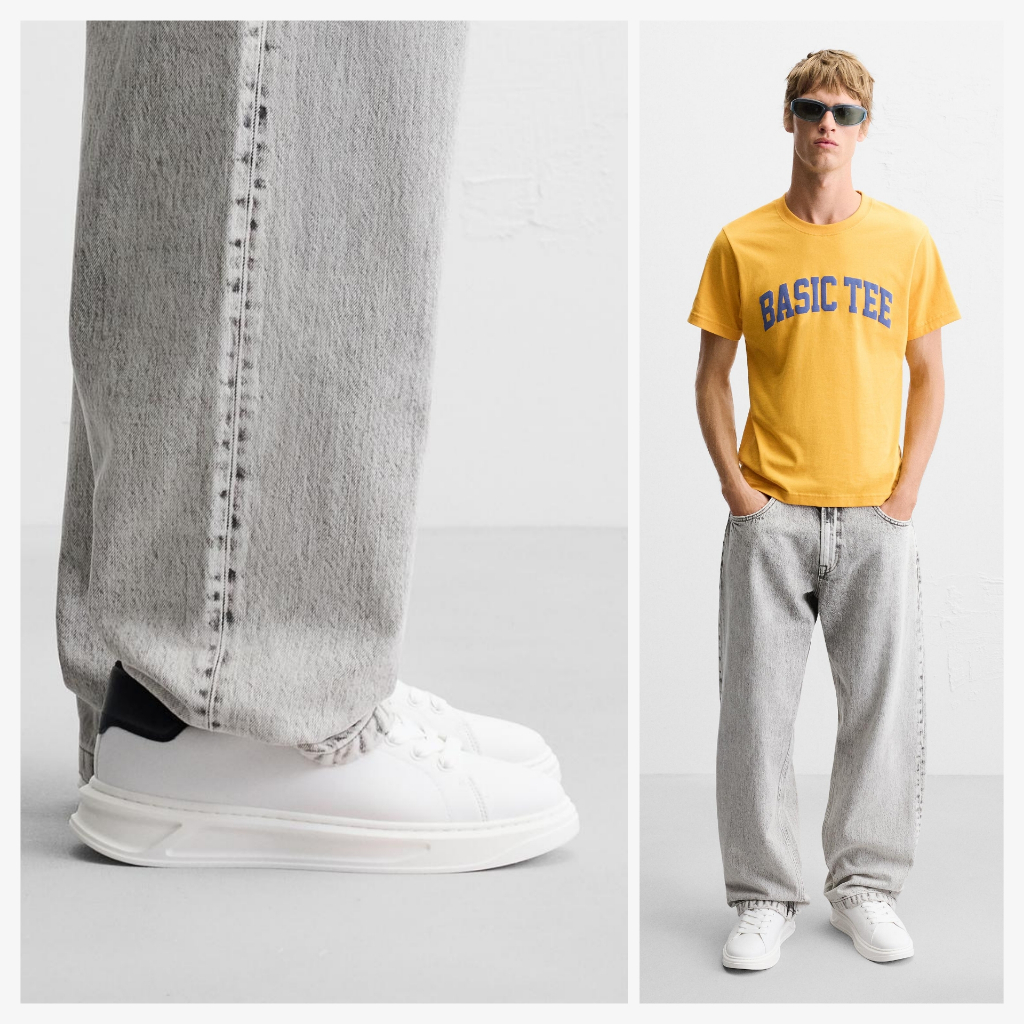 Sepatu Pria Zara Chunky Trainers Sneakers Chunky Sole Man Black White Shoes Sepatu Sneakers Pria