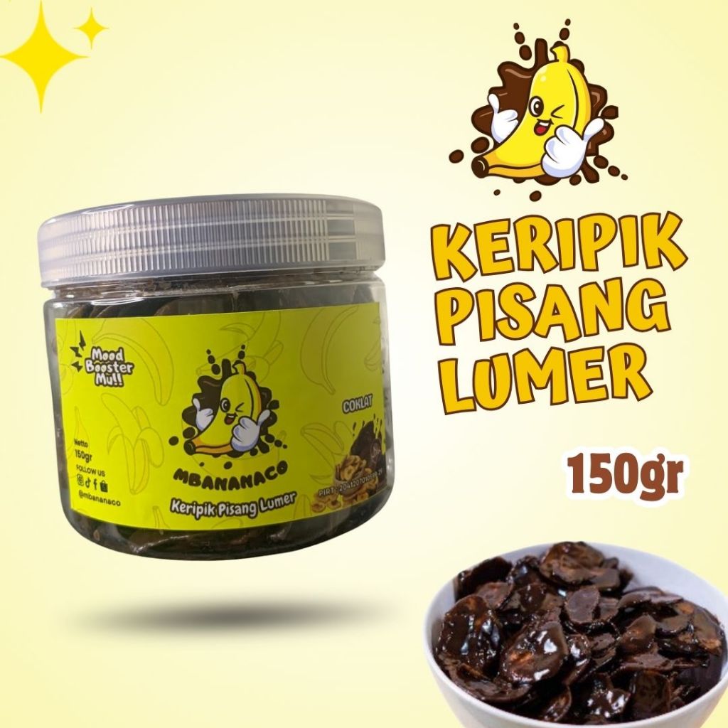 

Mbananaco - Keripik pisang coklat lumer 150gr - Pisang Cokelat - Crispy - Cemilan - Snak enak