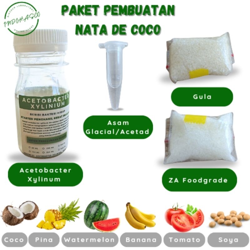

[READY COD] Bibit starter Nata De Coco dapat ZA Foodgrade, Asam glasial dan Gula untuk 1 liter air kelapa