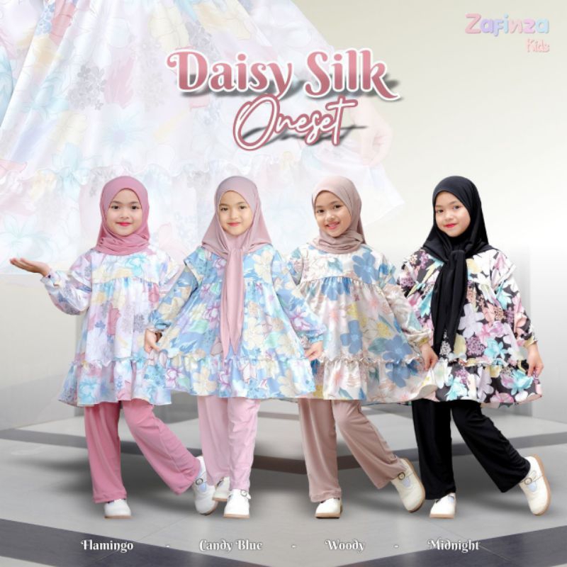 One Set Muslimah Zafinza Dress Daisy Silk Newborn Sampai Remaja
