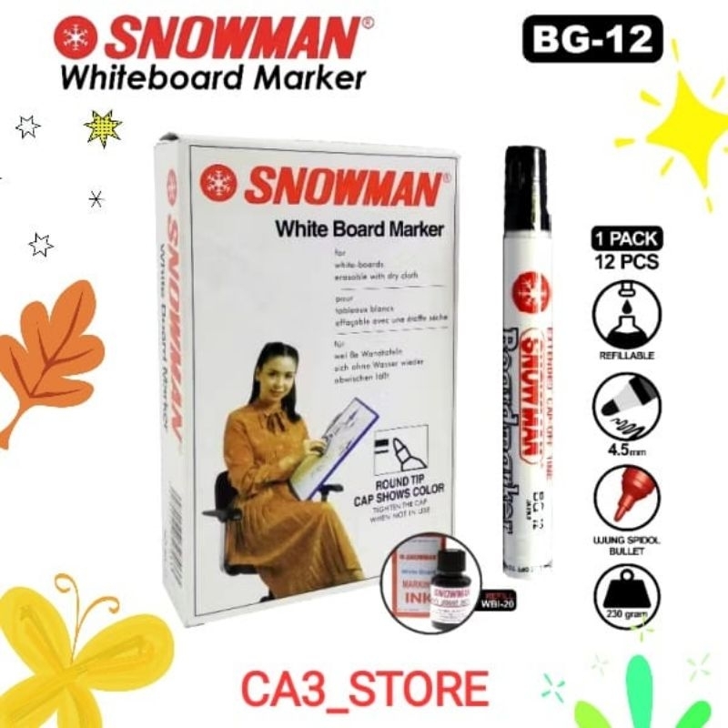 

Spidol Snowman Whiteboard Marker BG/ Spidol bisa dihapus/ Spidol papan tulis