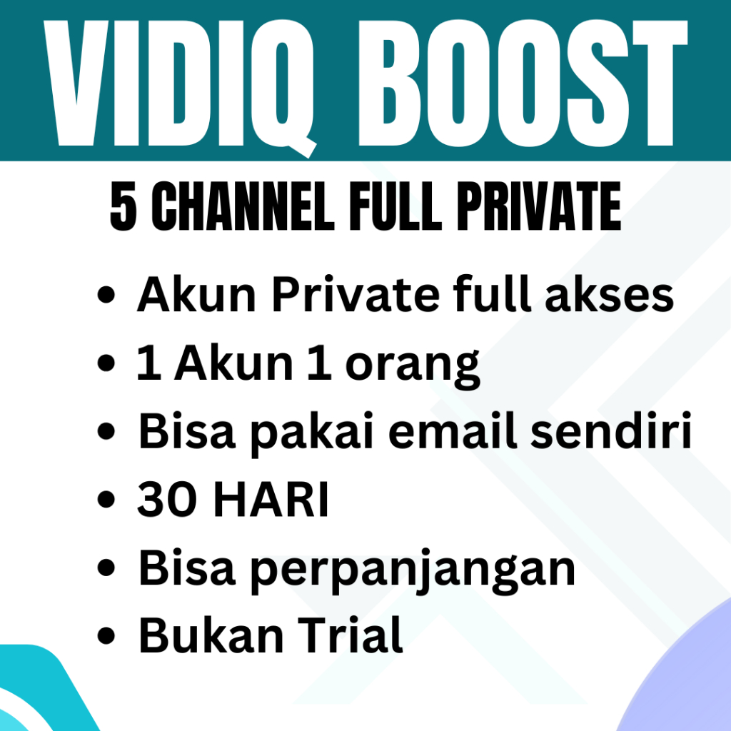 VIDIQ BOOST 5 CHANNEL PRIVATE 30 DAYS OPTIMASI SEO YOUTUBE