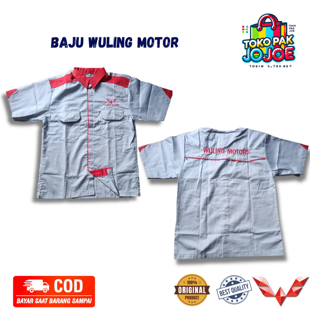 Baju Wuling Motors | Baju Mekanik Wuling | Baju Abu Wuling | Kemeja Abu Wuling | Baju Mekanik Wuling