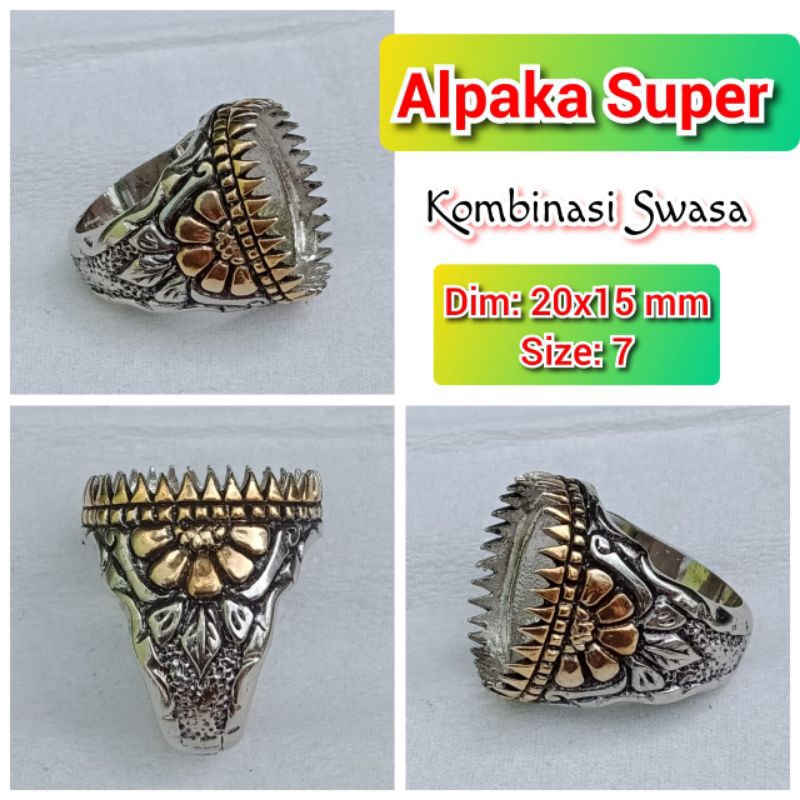 cincin emban batu akik alpaka super ukir kombinasi swasa.74