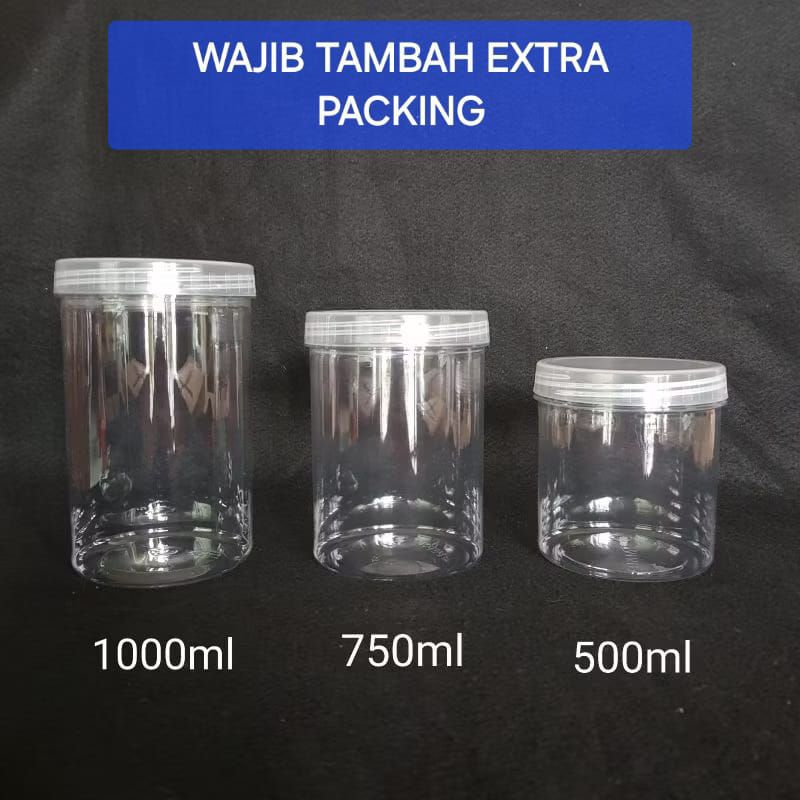 Toples Tabung Cylinder 500ml 750ml 1000ml / Toples Jar Tutup Natural dan Merah / Toples Plastik