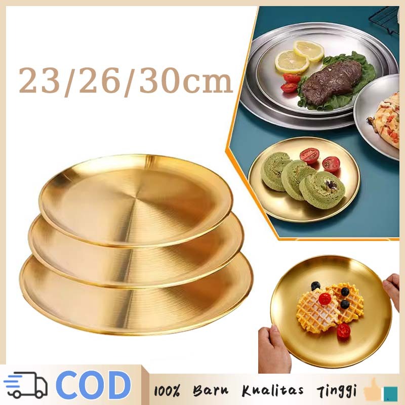 Piring Sultan Mewah Gaya Eropa Stainless Piring Makan Gold Piring Makan Emas Piring Sultan Gold