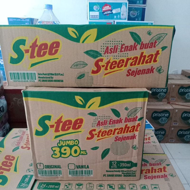 

STEE BOTOL 390 ML TEH KOTAK DUS / STEE KOTAK TEH 200 ML DUS KARTONAN