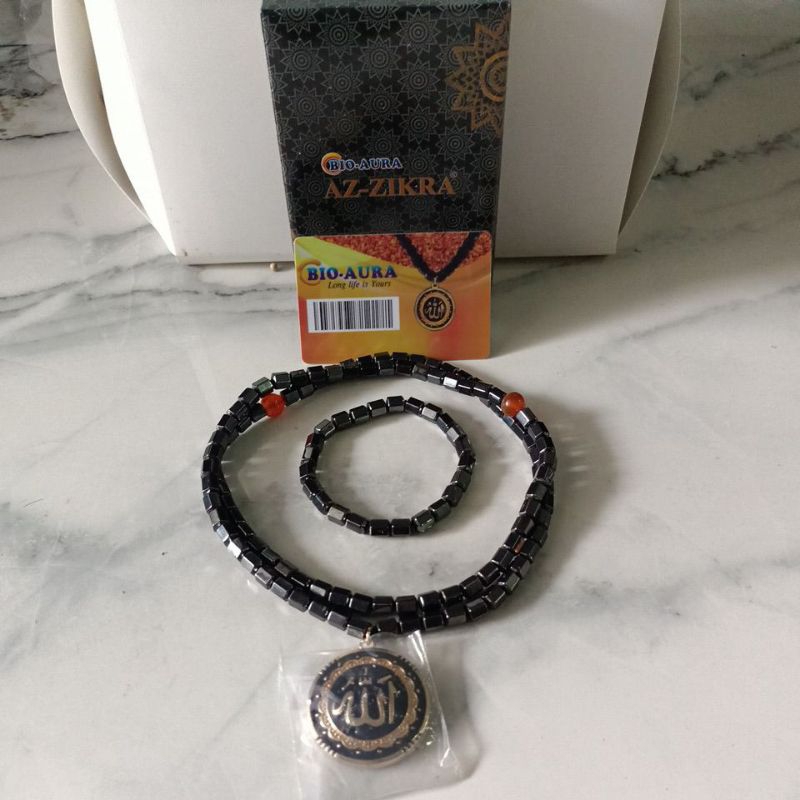 OP0 Kalung Magnet Tasbih 99 bonus Gelang Magnit Melancarkan peredaran darah