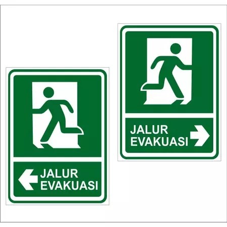 

SIGN STIKER JALUR EVAKUASI ARAH KANAN dan KIRI RAMBU K3 -SIAP KIRIM