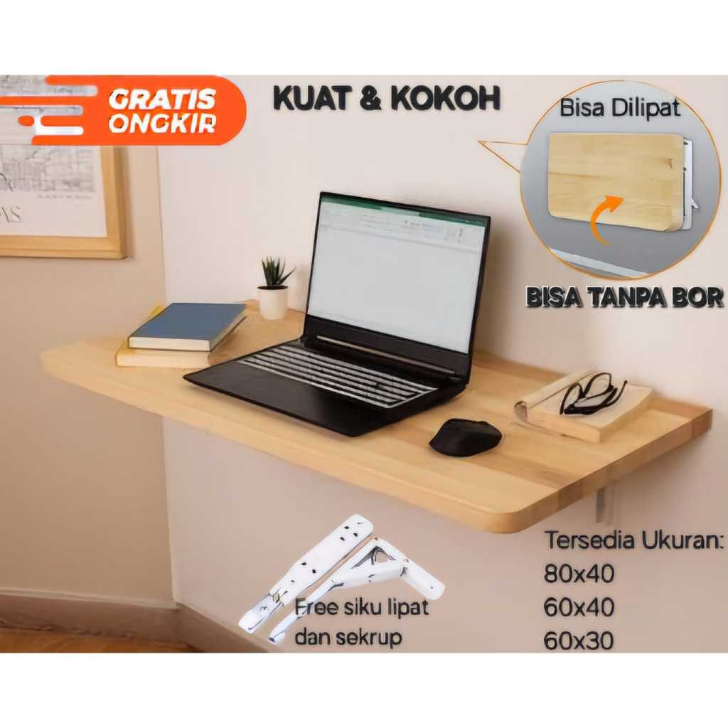 Meja Dinding Lipat Kerja Belajar Tempel Laptop Meja Minimalis