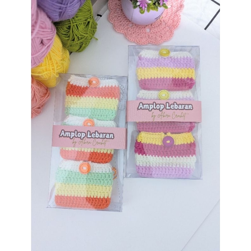

Amplop Lebaran Rajut Rainbow / Rajut mini pouch / amplop rajut edisi lebaran
