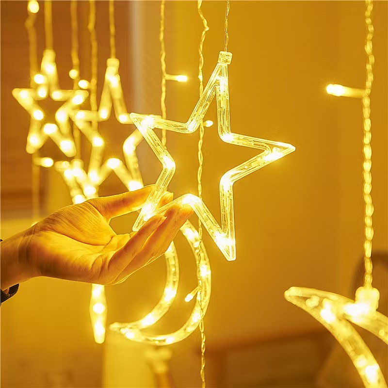 LAMPU LED TIRAI BULAN BINTANG/LAMPU LED KELAP KELIP BULAN BINTANG HIAS KAMAR COLOR UNTUK PESTA MYSTY