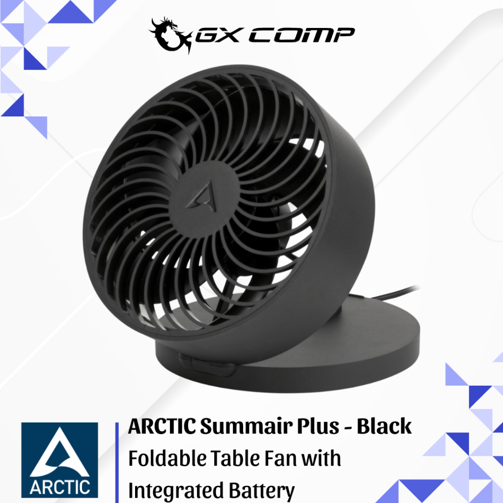 ARCTIC Summair Plus | Foldable Table Fan with Integrated Battery - Black