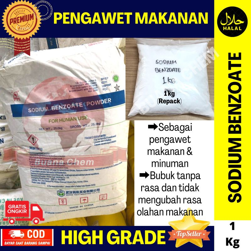 

Sodium Benzoate Food Grade 1 KG / Sodium Benzoat / Pengawet Makanan Minuman