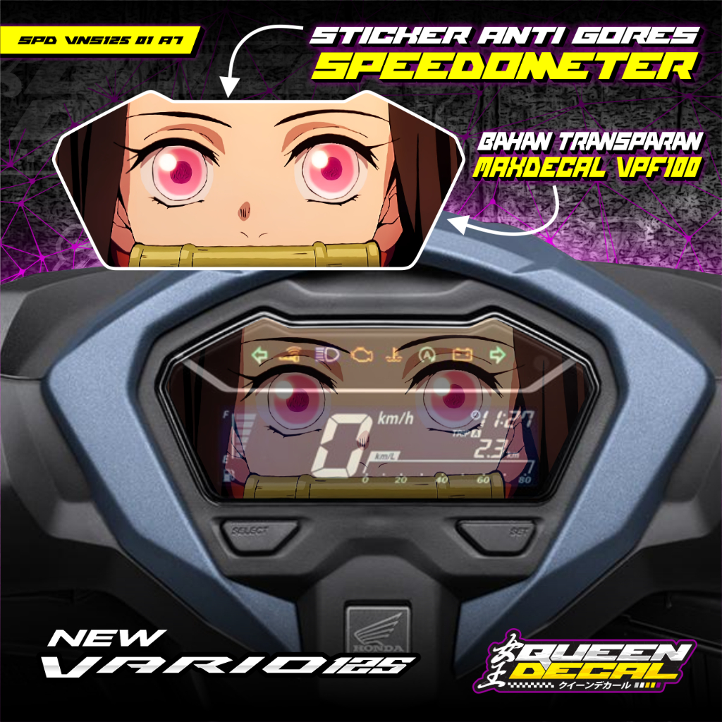 Stiker Speedometer Antigores Desain Anime Nezuko / Stiker Transparan Vario 125 New - SPD-VNS125