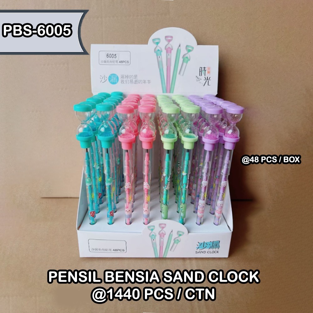 

pensil bensia sand clock amat ( model jam pasir) satuan ( non garansi pecah ya harap baca) warna random kode pbs 6005