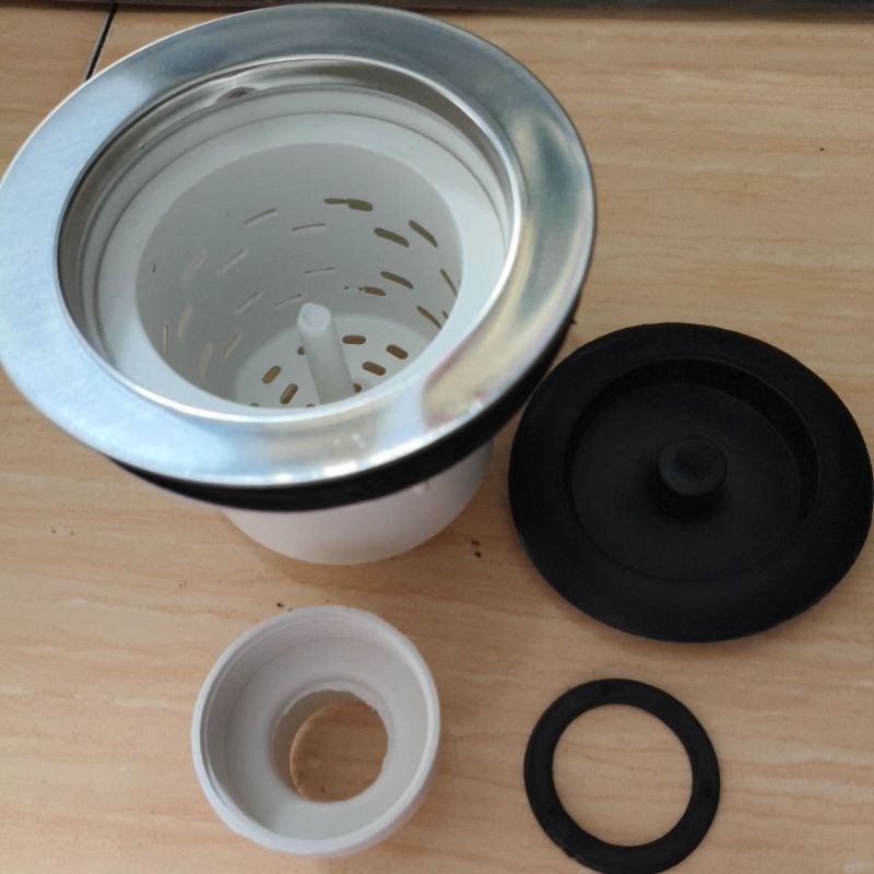 Keranjang afur plastik tutup stainless 1set afur cuci piring saringan cuci piring saringan pembuanga