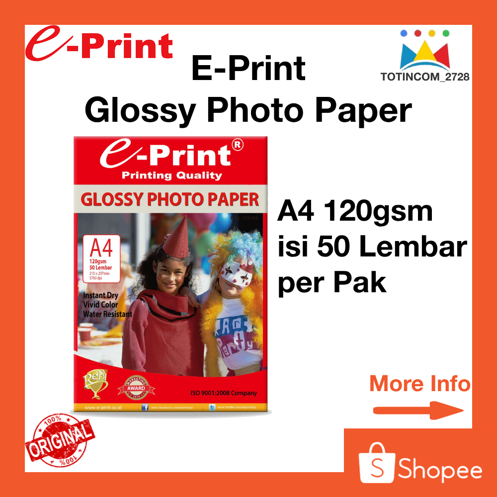 

Kertas glossy e-print 120 gsm photo paper e print