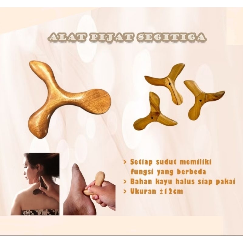 Alat Pijat Kayu Segitiga /kerokan Kaki Tiga Telapak Kaki Tangan punggung Refleksi untuk Urut, Masuk 