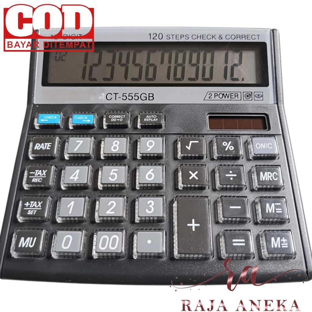 

CALCULATOR KALKULATOR TOMBOL MIKA 12 DIGIT TOMBOL TRANSPARAN CT 555 CHECK CORRECT 12 DIGIT