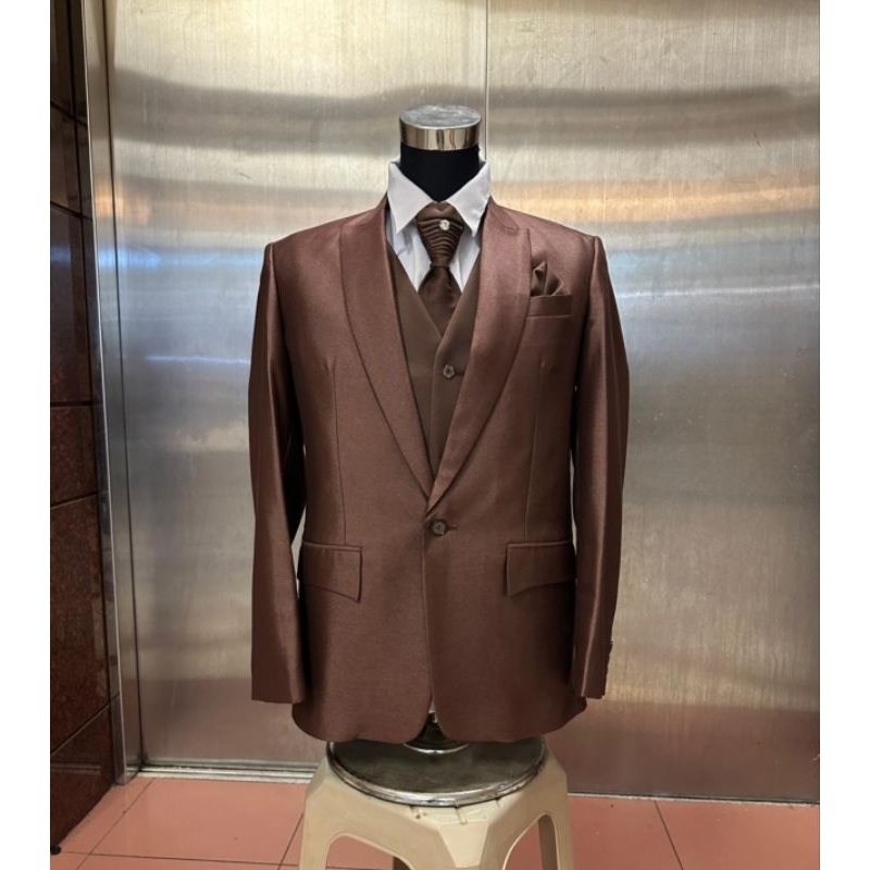 TERBARU jas wedding coklat mahogani polos | jas pengantin pria coklat mahogany | JAS WEDDING PREMIUM
