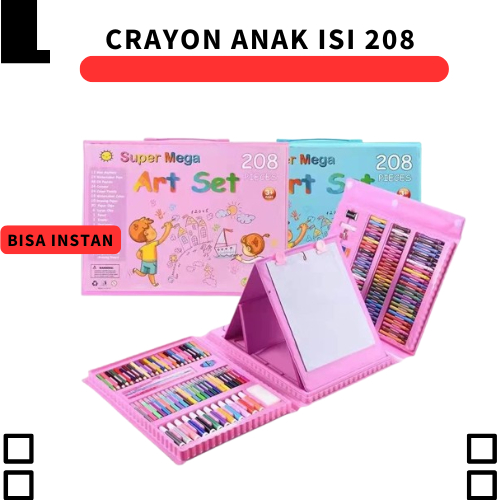 

CRAYON SET ISI 150 & 208 PCS MEWARNAI ART MEGA/CRAYON SET SHENAR PINK BLUE BLACK