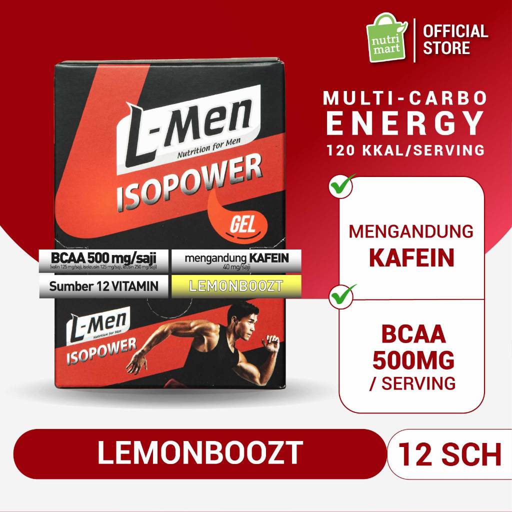 L-Men Isopower Gel Lemonboozt Showbox 12 Sachet - Energy Gel untuk Pelari Runner Multikarbohidrat