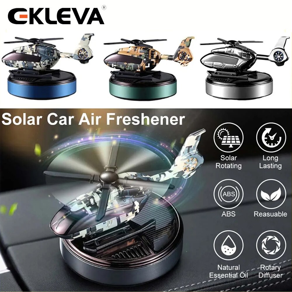 EKLEVA Helikopter Mobil Pengharum Ruangan Ornamen Parfum Diffuser Tenaga Surya Putar Otomatis