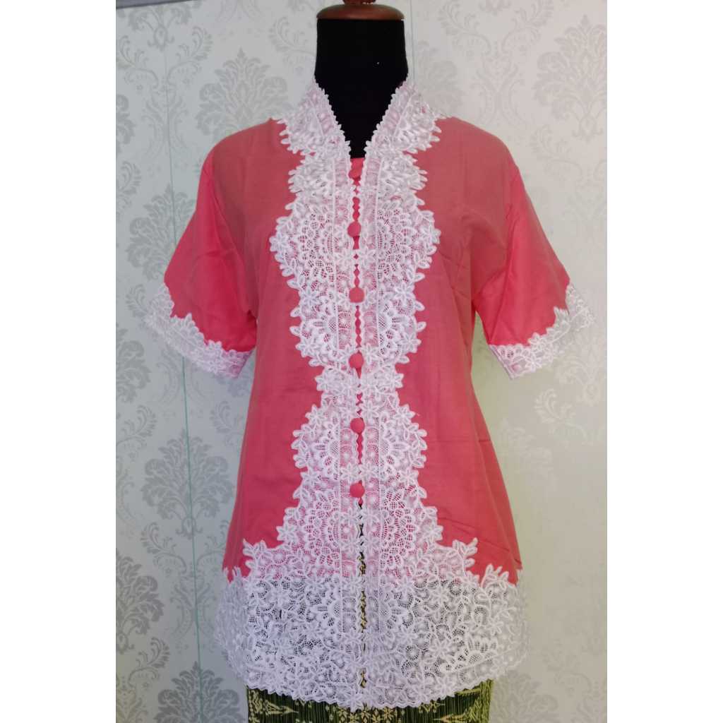 Kebaya Encim Katun Ima Lengan Pendek – Baju Kondangan Wanita Modern Elegan – Bisa COD