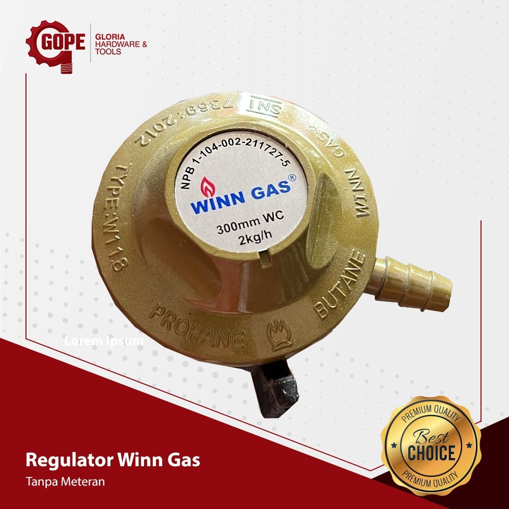 Regulator gas winn gas otomatis tanpa meter meteran