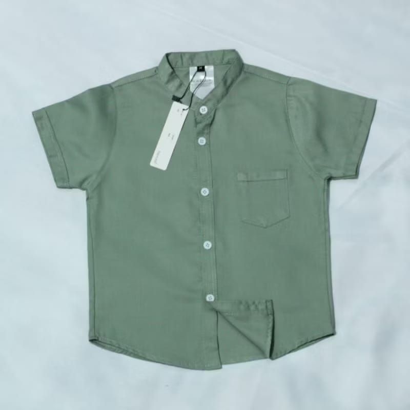 Baju Koko kemeja anak kecil dewasa tanggung umur 1 2 3 4 5 6 7 8 Tahun warna polos hijau green sage