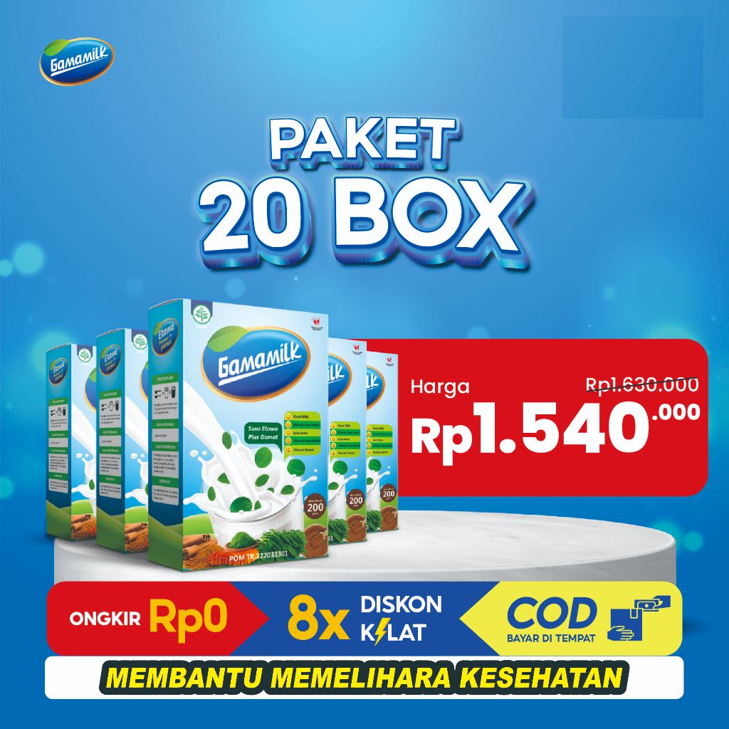 

GAMAMILK - 20 Box Susu Etawa Dengan Ekstrak Gamat dan Daun Kelor