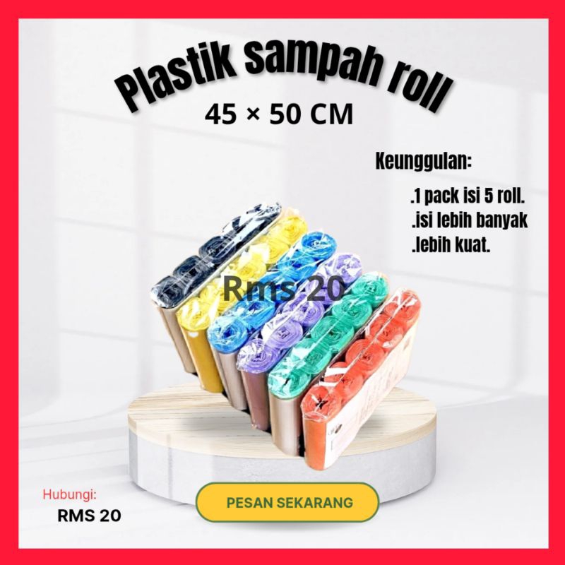 ( ISI 5 ROLL ) 1 roll isi 12 kantong plastik sampah roll gulung plastik sampah tebal kresek sampah r