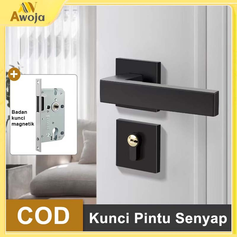 Kunci Pintu Full Handle Set Gagang Pintu Minimalist Black Doff Premium Kunci Gagang Pintu Ganda Inte