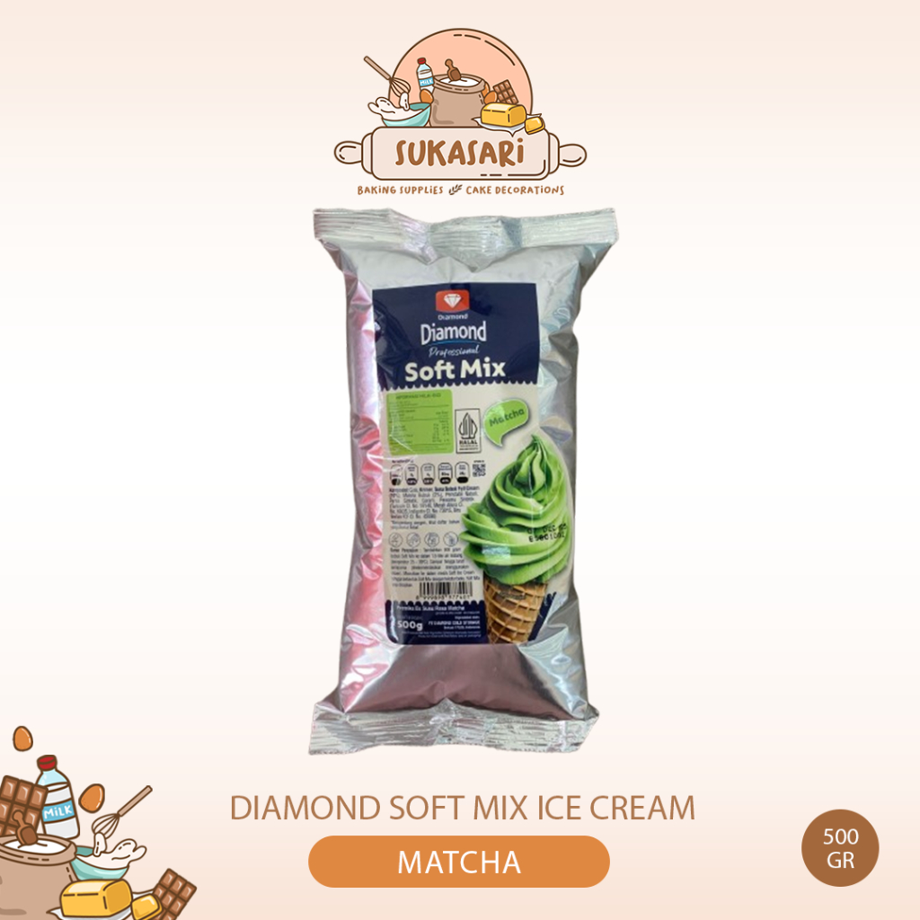 Diamond Soft Mix Matcha Ice Cream 500gr / Premiks Es Susu Softmix Premixs Es Krim Matcha Green Tea