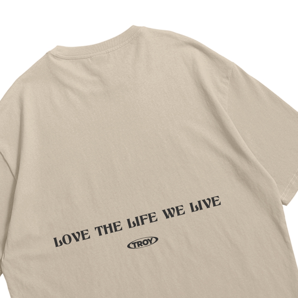 Troy Company Oversize Tshirt Beige Loving Life - Kaos Oversize Coklat Beige Lengan Pendek OVD 3025