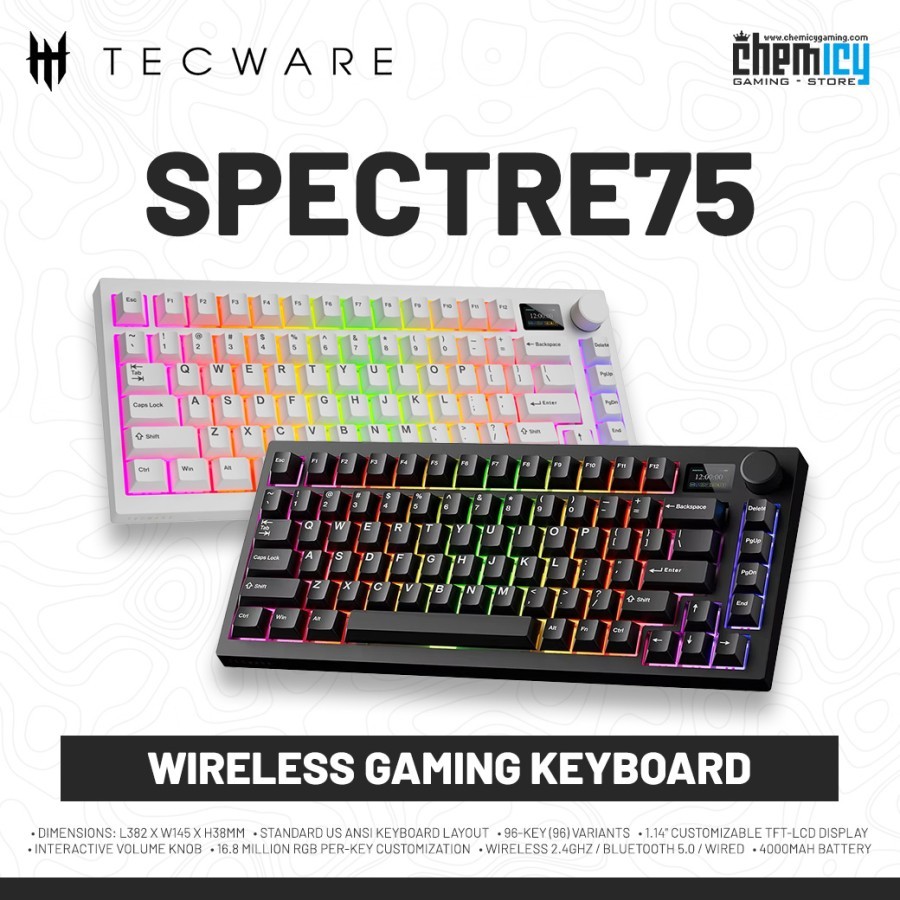 Tecware Spectre 75 Gasket Mounted Tri-mode Wireless Mechanical Gaming Keyboard