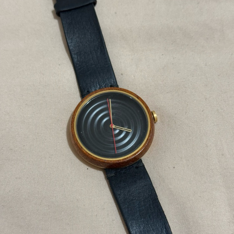 [Preloved] [Nego] Lima Zenga Teak Black Watch Jam Tangan Kayu Kulit Asli