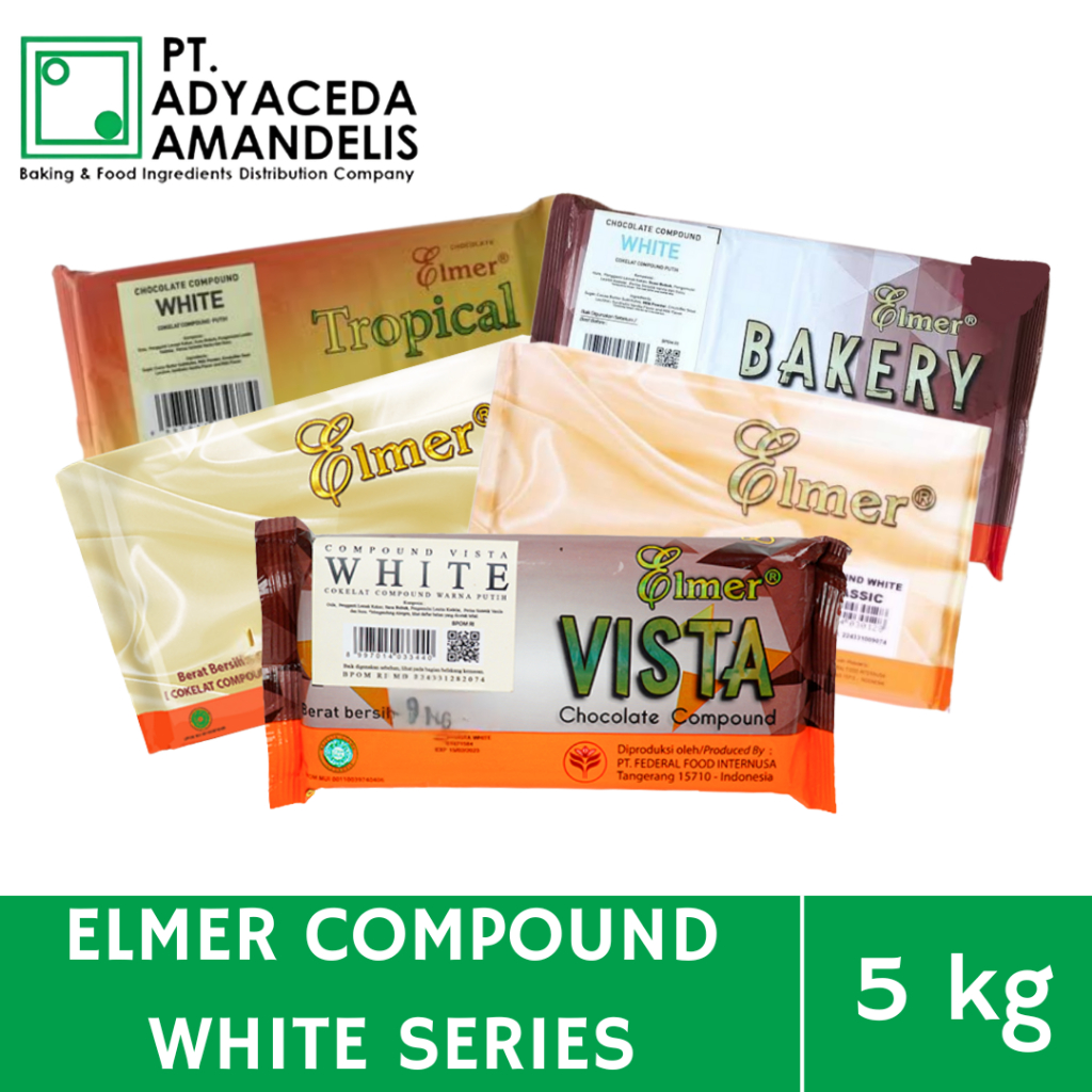 

ELMER COMPOUND WHITE 5 KG TROPICAL / DECOR / VISTA / BAKERY / WHITE 5 KG COKLAT BATANG ELMER COMPOUND 5 KG