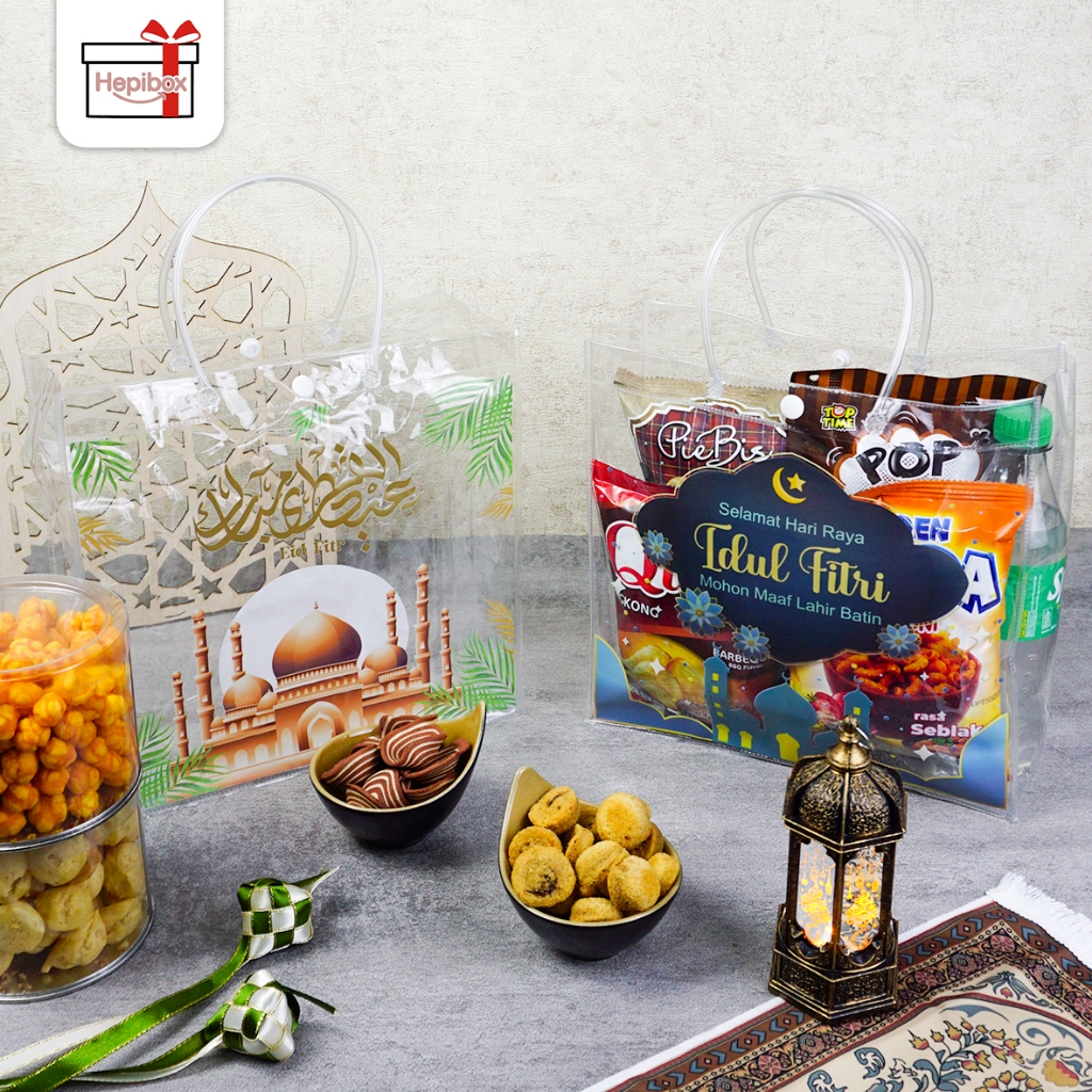 

Tas Mika PVC Transparan Idul Fitri / Tas Mika PVC Polos Goodiebag Hampers Souvenir / Parcel Lebaran