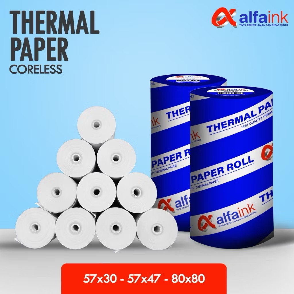

ALFAINK Thermal Paper Roll Coreless, Kertas Struk