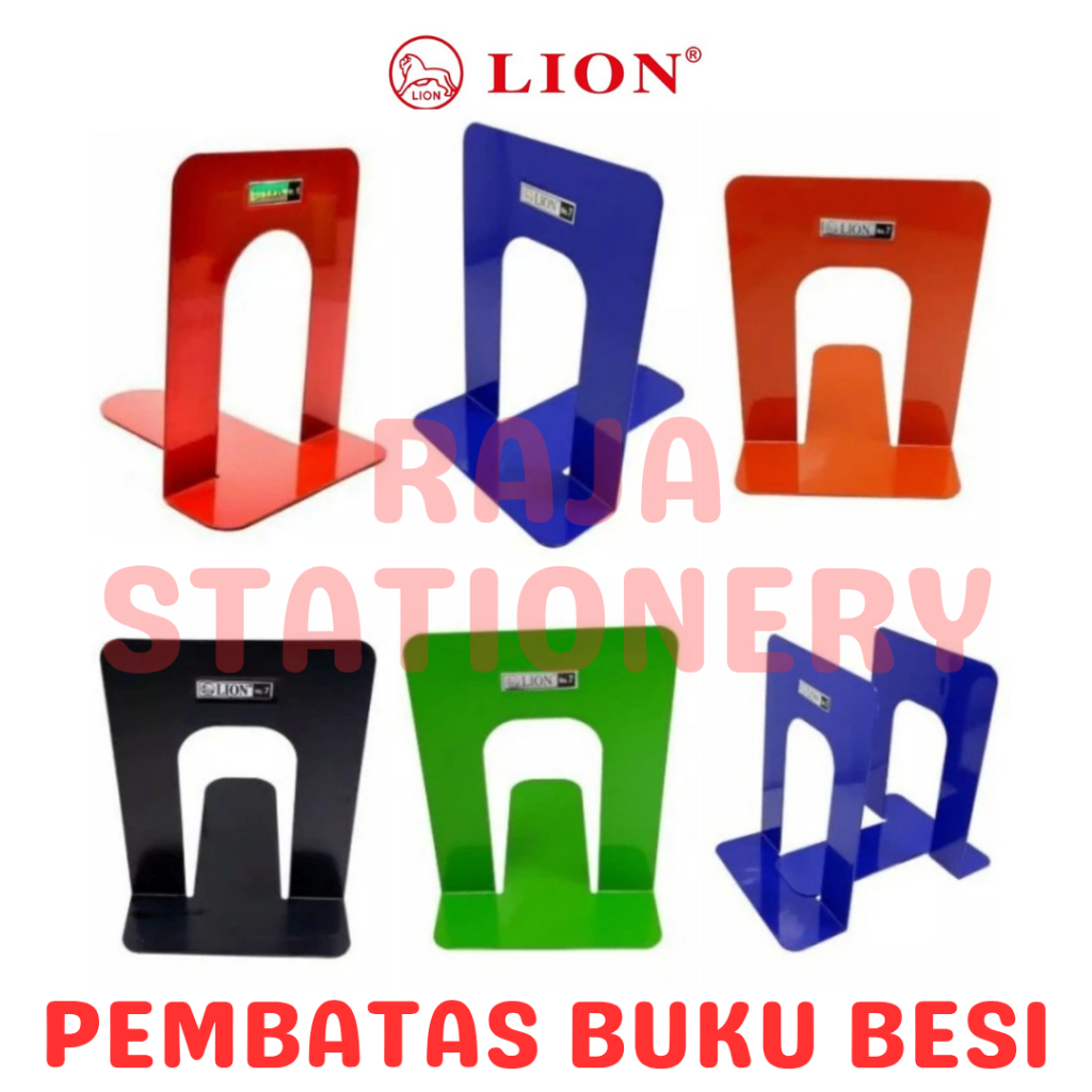 

Lion Book End BESI No.7 End Book / Penyangga Sandaran Penahan Pembatas Buku Rak Lion No.7